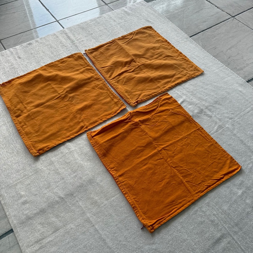3pc IKEA GURLI Orange Pillow Covers 100% Cotton Zip Closure Cushion Covers